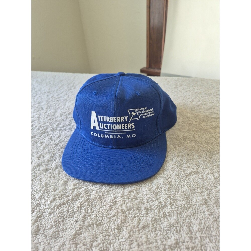 Vintage Atterberry Auctioneers Columbia MO Snapback Hat Missouri Otto Cap Blue